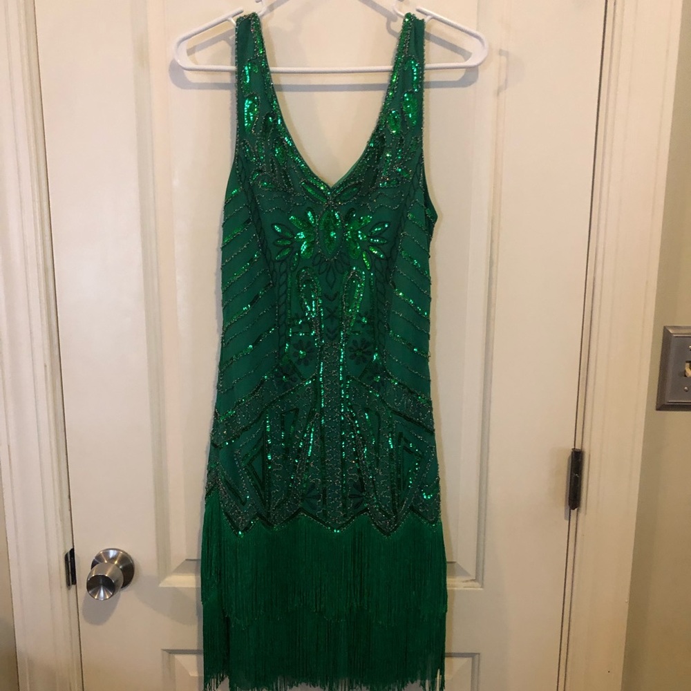 Green roaring 20s dress